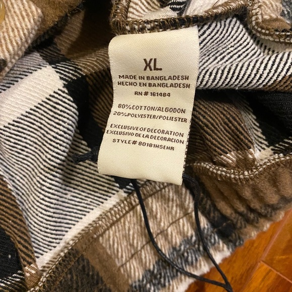 NWOT EditHer Flannel Brown Plaid Button-Up cropped Jacket XL Cotton blend New. - Picture 11 of 11